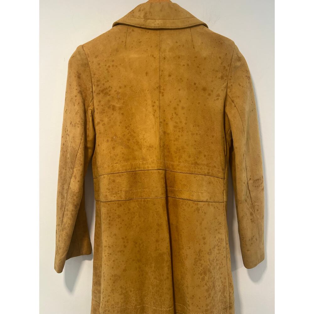 1970s RARE Vintage Leather Patchwork Trench Coat Removable Bottom Small JL - Picture 11 of 16